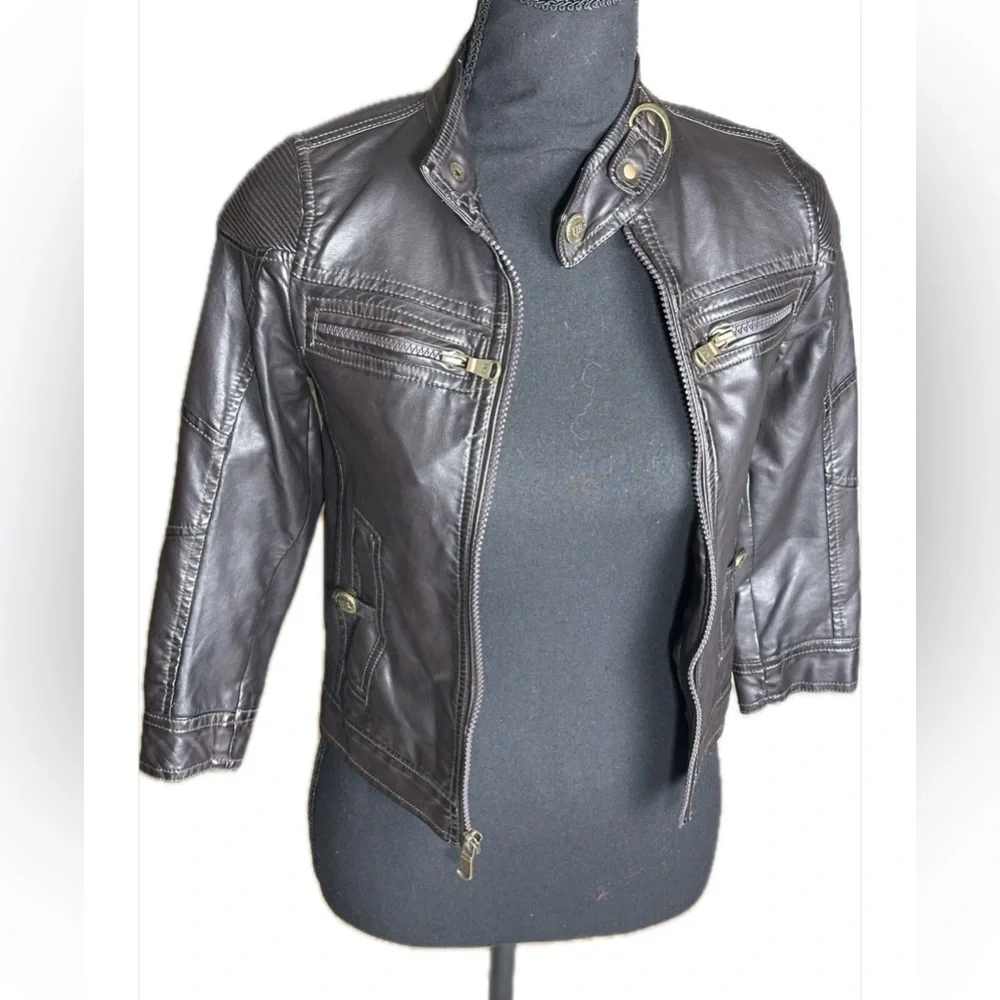 Urban Republic Black Faux Leather Jacket Kid size 5/6